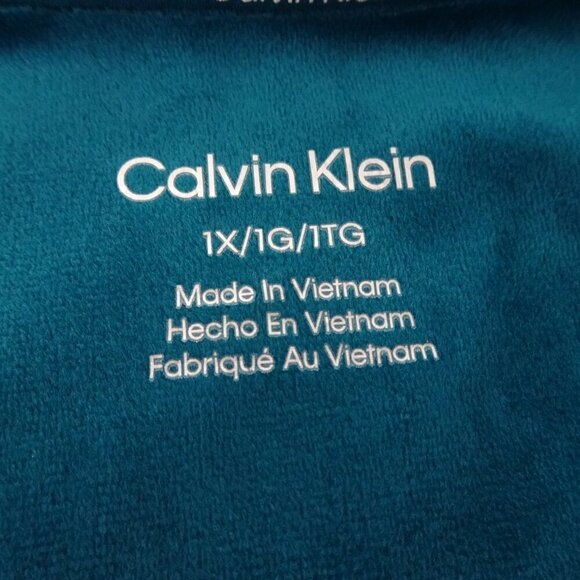 Calvin Klein Velour Zip Up Jacket Women's Plus Size 1X Green Embellished - Picture 7 of 9